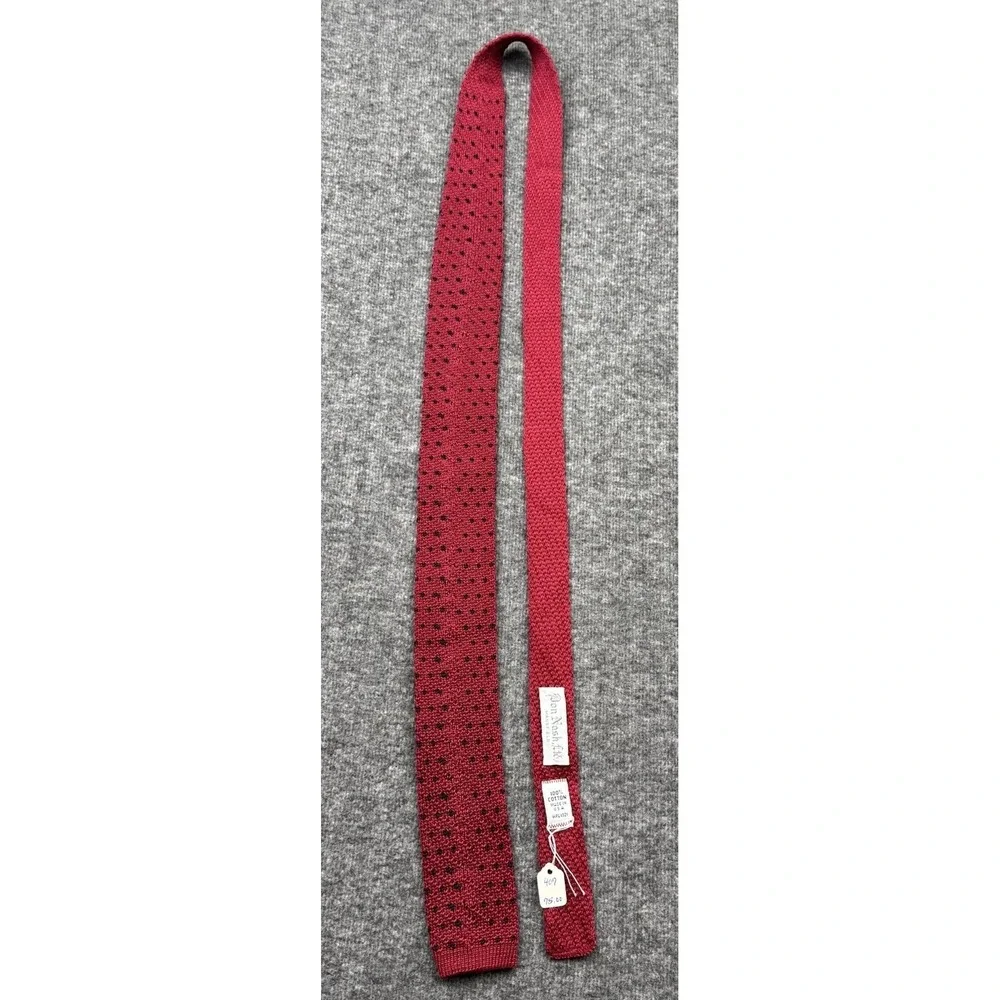 Tie Necktie Knit Square End Cotton Red Blue Dot Sock Tie 2